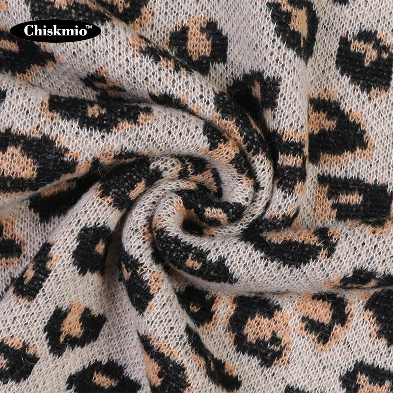 

Leopard Pattern Sweater Knitwear Tops Women Streetwear Fashion Jumper Pullover Knitted Sweaters for Women Clothes Autumn Spring