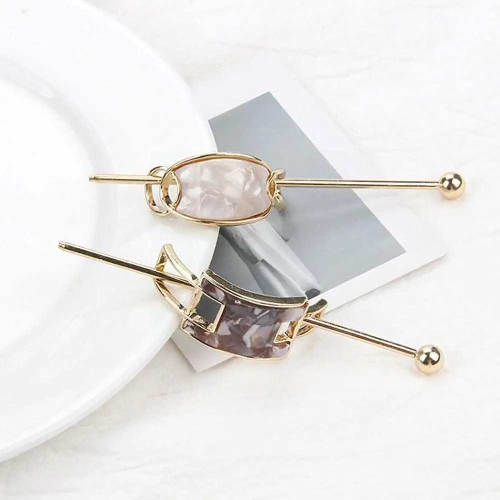 

Elegant Japanese Style Women Hair Accessories Geometric Clip Hair Vintage Alloy Hair Oval Hairpins Metal Sticks Sh J0n9