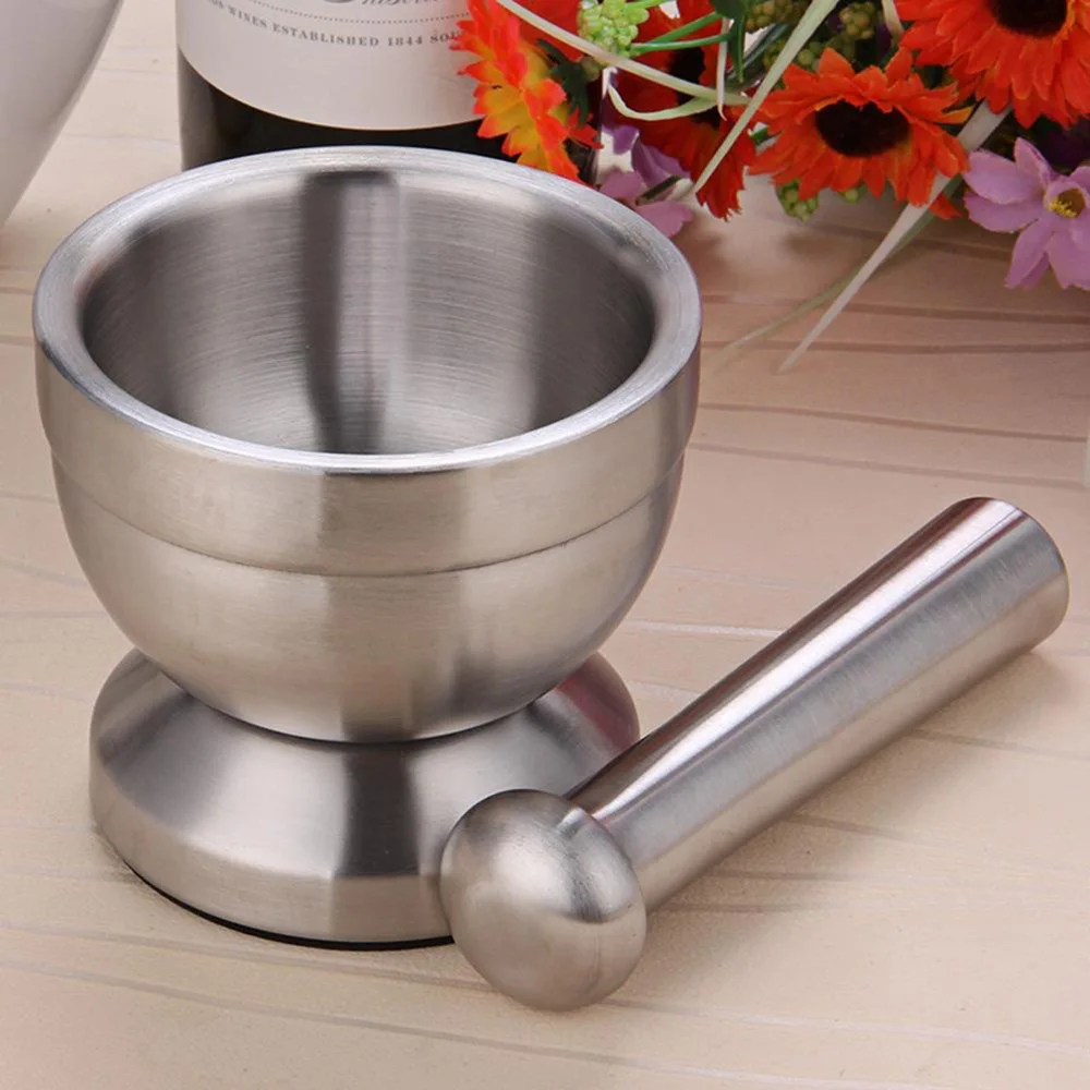 

New Stainless Steel Mortar Pestle Set Pugging Pot Garlic Spice Grinder Pharmacy Herbs Bowl Mill Grinder Crusher Kitchen Tool