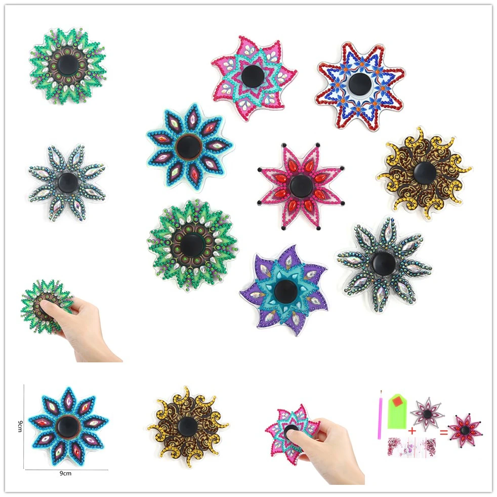 5D DIY Diamond Painting Creative Gift Fingertip Rhinestone Fingertip Gyro Diamond Hand Spinner Fidget Relief Stress Toy
