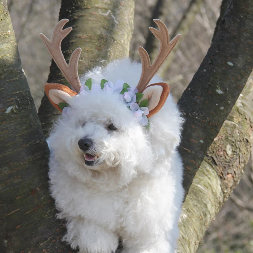 

Christmas Pet Cat Headband Antlers Hat Costume Dog Puppy Cat Cosplay Party Product Headwear Caps Hat for Dog Cats