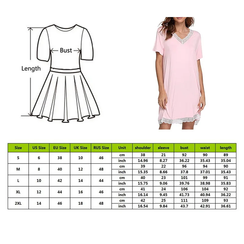 

Women Nightgown Cotton Modal Summer Solid Lace Splice V-neck Short Sleeve Night Dress Underwear Women Night Gown Sleepshirts