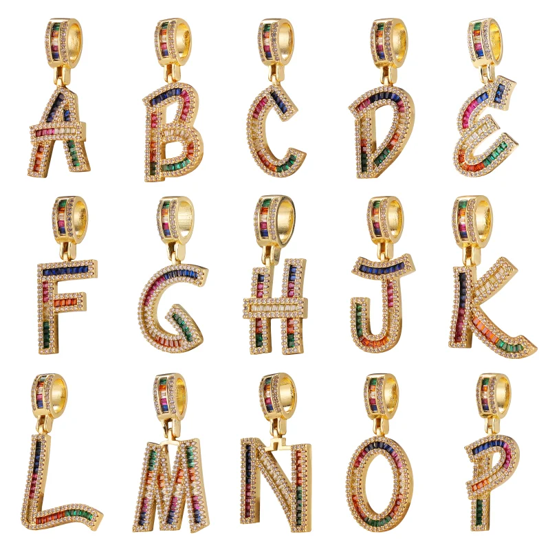 

JUYA Mixcolor Letters Necklace Pendants For Necklaces Making Cubic Zirconia Charms Pendant Handmade Jewelry Findings Accessories