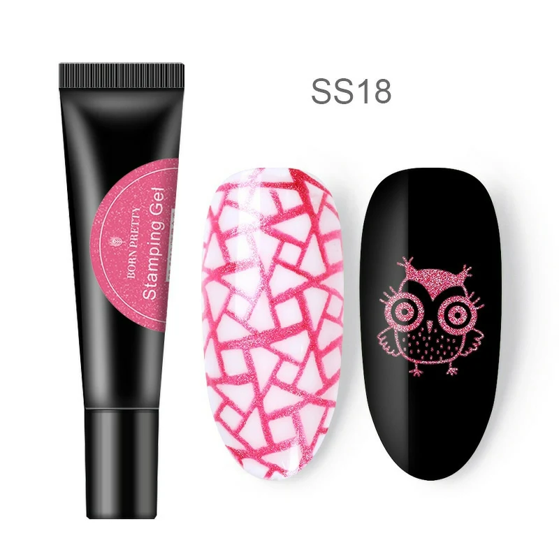 BP-SS18 BORN PRETTY ногтей штамповка Гель-лак 8 мл черный белый штамп печать масло УФ Гель-лак для ногтей замачиваемый лак для пластина для стемпинга для нейл-арта - Цвет: BP-SS18