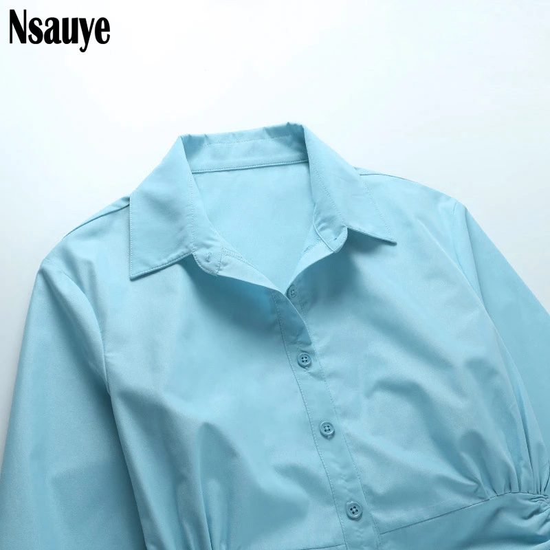 

Nsauye Sexy Women Elegant White Ruched Drawstring Long Sleeve Bodycon Mini Dress Evening Party Casual Blouse Dress Summer 2021