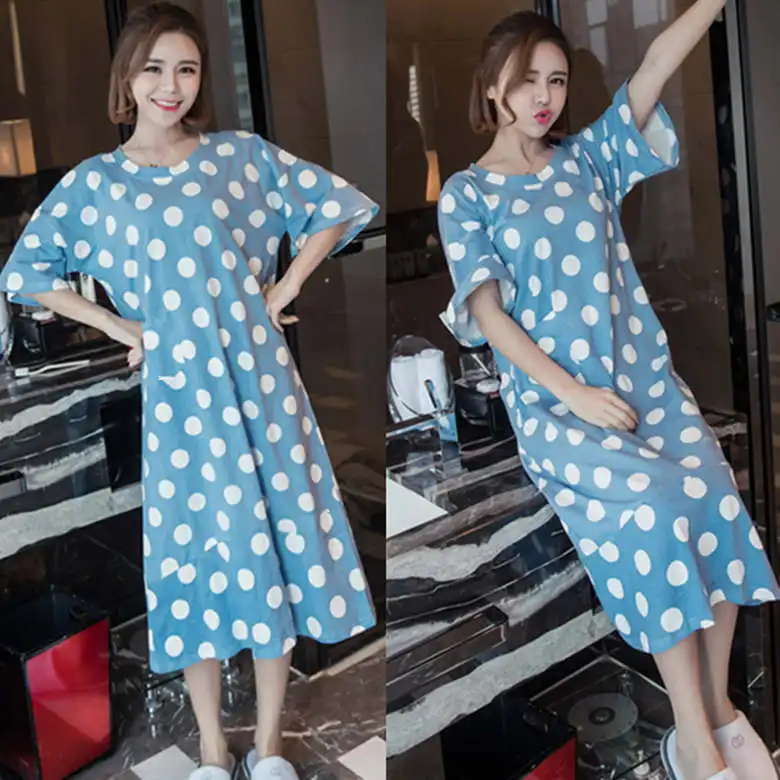 

Nightgowns Women Polka Dot Short Sleeves Loose Simple Spring Home Wear Female Comfortable Cute Novelty Designed Soft Chic Trendy