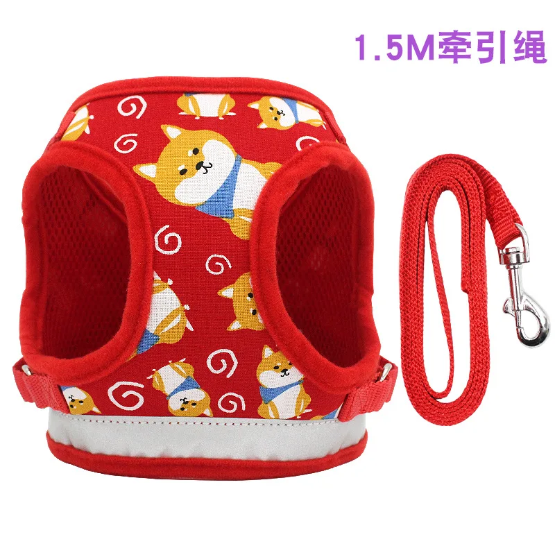 

2021 New Cartoon Vest -Style Dog Chest Harness Reflective Pet Chest Harness Small and Medium-Sized Dog Pet Leash