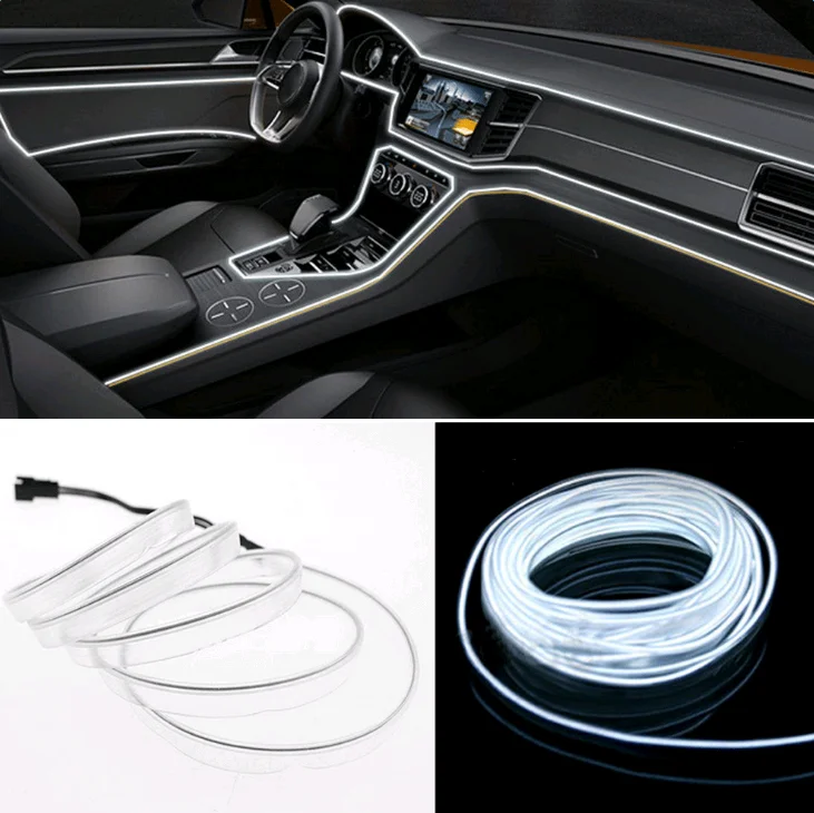 

2M 12V Car Interior Flexible Led Neon Light Strip Cigarette Lighter Atmosphere Lamp Dashboard Decoration Ambient Lamps Lights