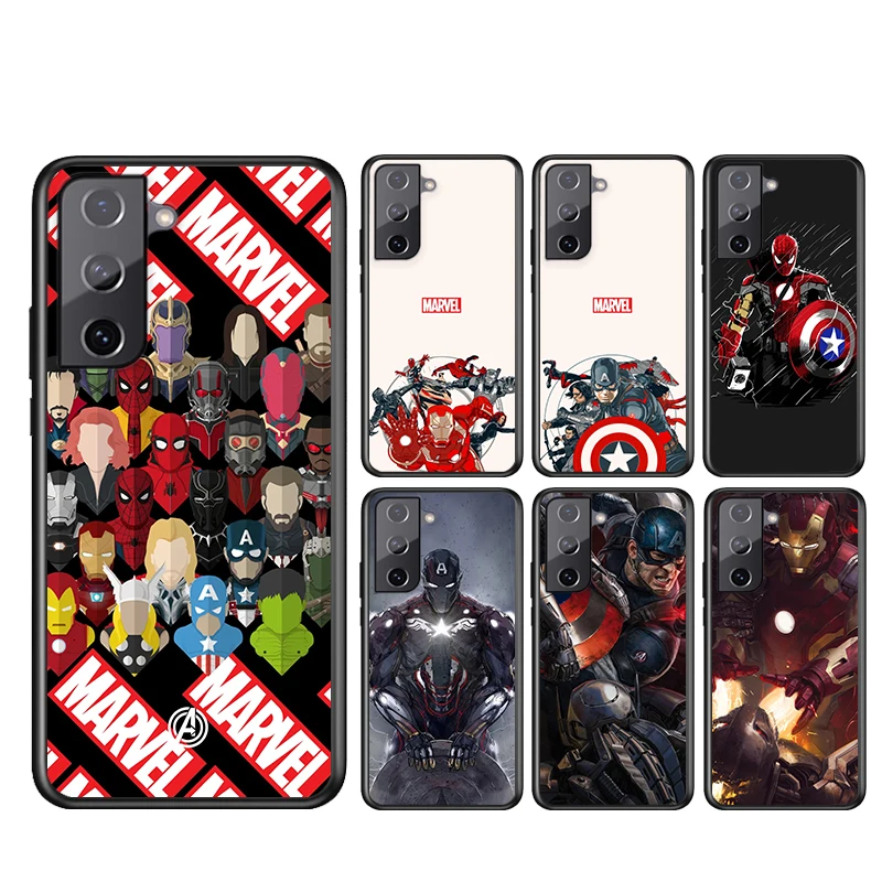 

Phone Case For Samsung Galaxy S21 S20 FE S22 Ultra Pro Lite S10 5G S10E S9 S8 Plus Marvel Avengers superheroes Black Soft Cover