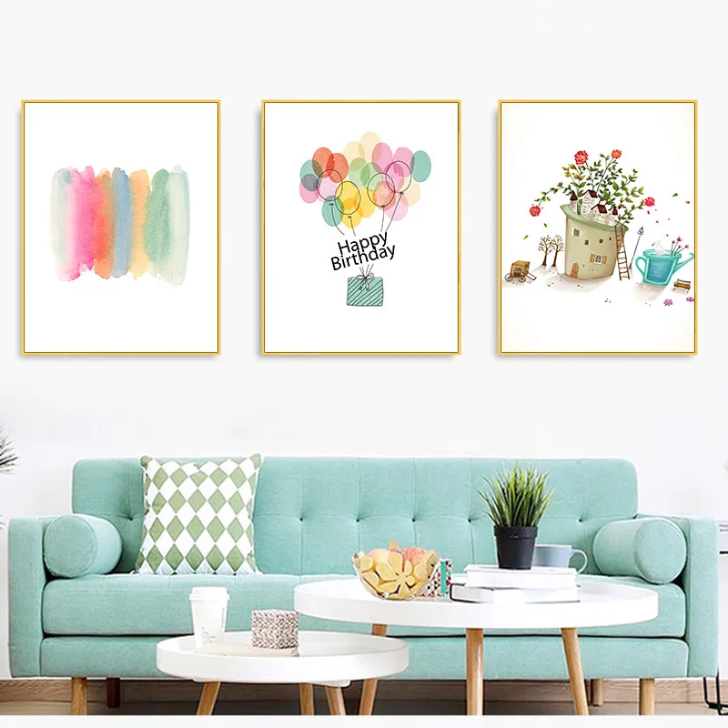 

Modern Color Balloon Abstract Painting Minimalist Wall Art Alphabet Poster And Print Nordic Home Living room Study Room Decor