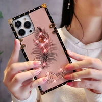 mobile phone case female models for iphone13promax creative straight edge square anti drop protective case with diamond
