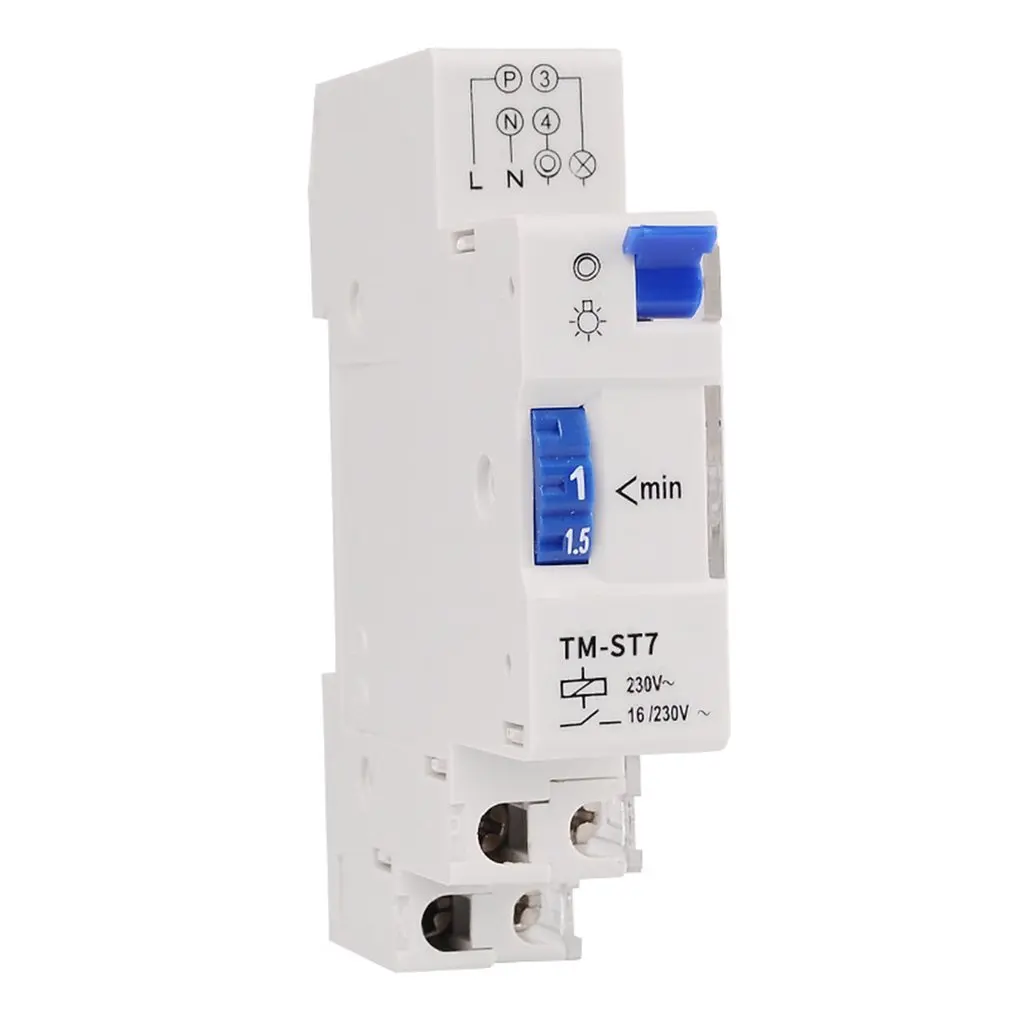 

220V 7 Minutes Mechanical Timer 18mm Single Module Din Rail Staircase Timer Time Switch Instruments