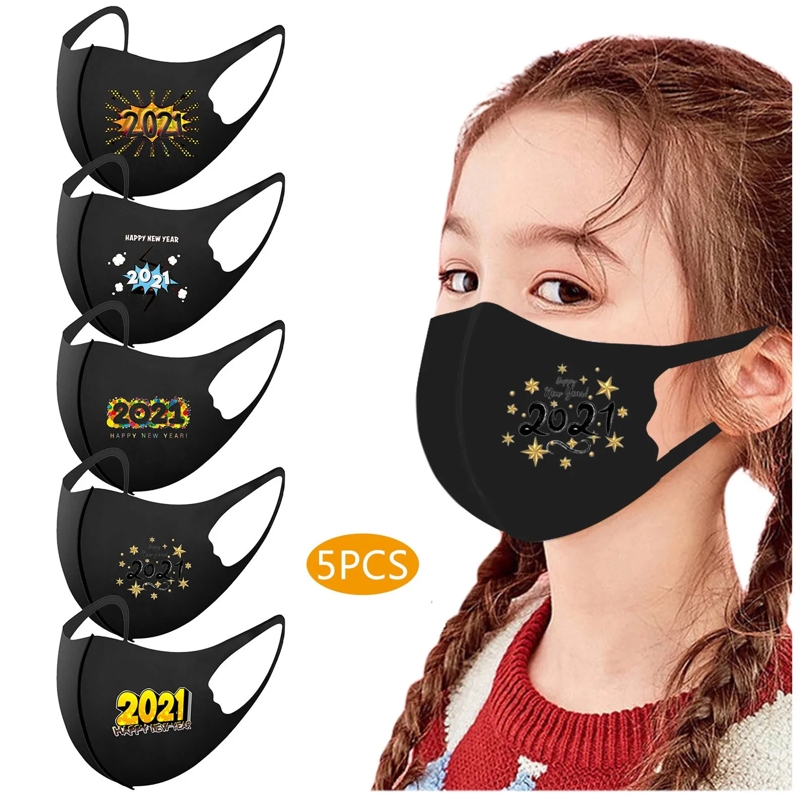 

Headband 5PCS mascarill infantil Children Printed Ice Silk Mask To Protect Against Dusts And Haze Mask masque scarf бандана#