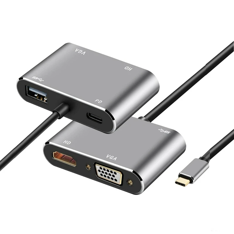 Видеоадаптер VGA HDMI 4 в 1 4K 1080p PD быстрая зарядка 87 Вт | Электроника