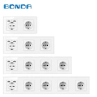 Электрические розетки белого цвета с украшением в виде кристаллов Стекло Панель Мощность Розетка с Usb док-станция для дома ЕС Стандартный Заземленный 172258344430*86 мм