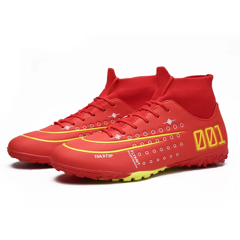 Футбольная обувь для мужчин; детские футбольные кроссовки для помещений; сверхтонкие футбольные кроссовки; оригинальные удобные водонепроницаемые бутсы; футбольная обувь - Цвет: 2061RedTF