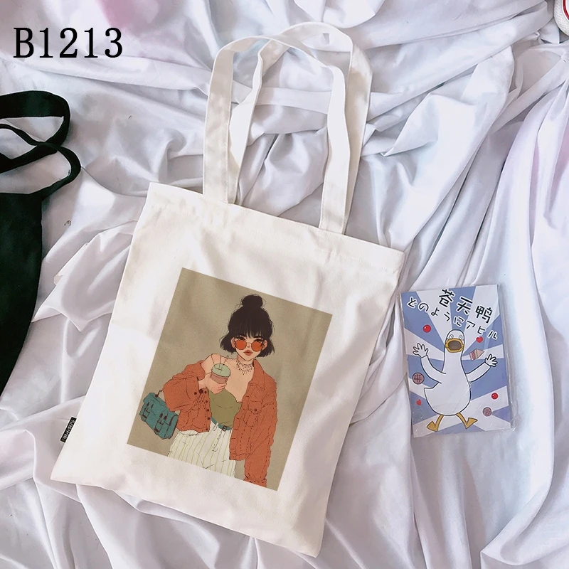 

Крутая холщовая женская сумка-тоут Ready StockCartoon Tumblr с графическим принтом для девушек, сумка на плечо для девушек 90