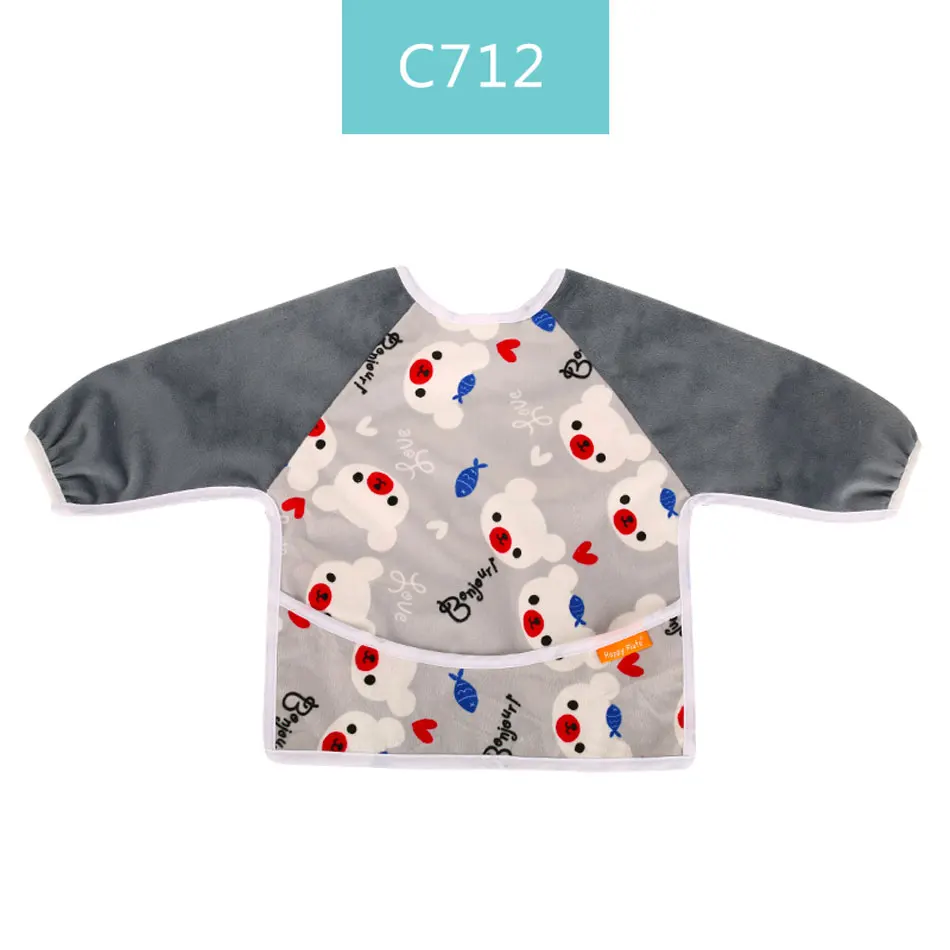 HappyFlute Baby Bibs Waterproof Print PUL&amp Minky Cute Long Sleeve Children Bib Burp Clothes Stuff | Детская одежда и обувь