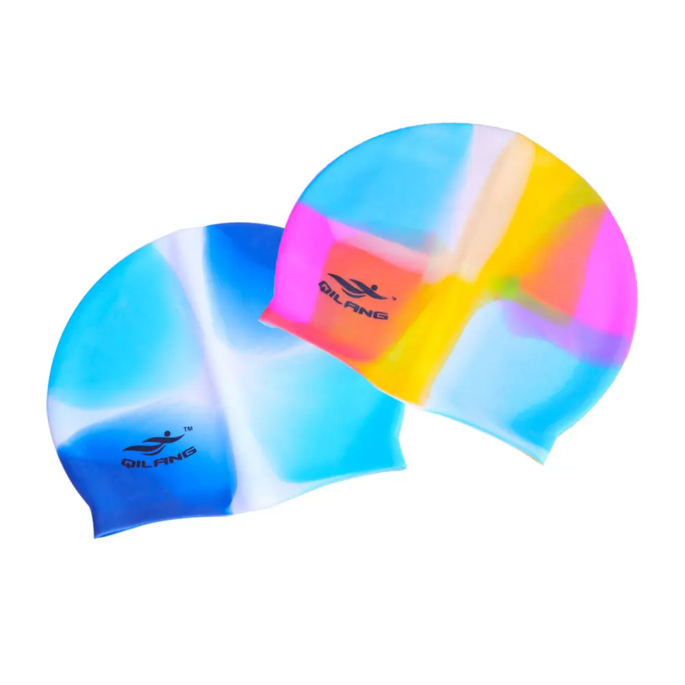 

2 Pcs Silicone Swimming Cap Waterproof Swimming Hat Sports Elastic Swimming Hat Swimming Head Accessory for Adult (Colorful 3 +