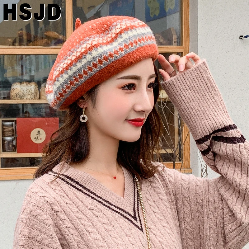 Осенне-зимние женские шерстяные береты во французском художнике Зимние в