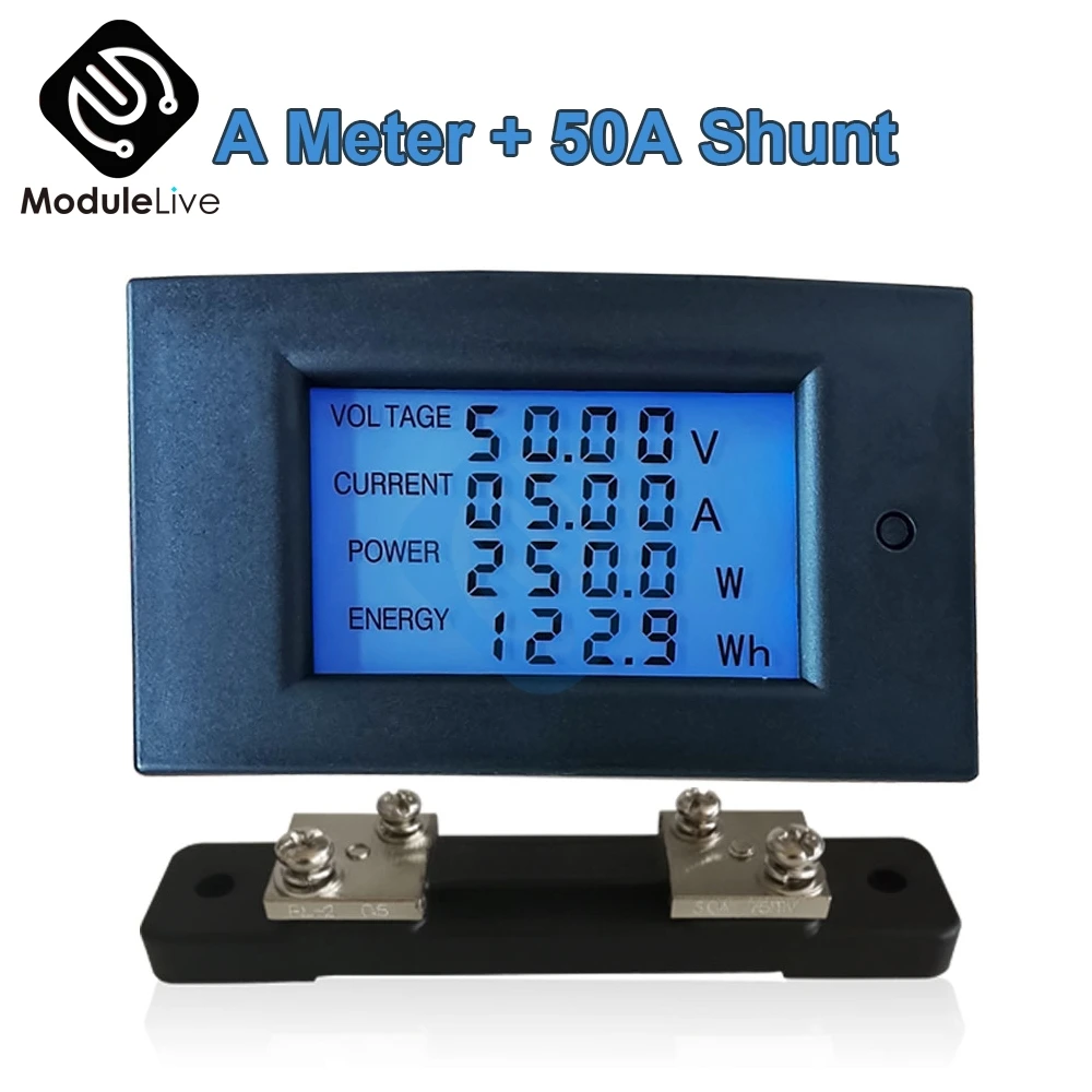 Dc 100V 20A/50A/100A Voltmeter Ammeter Digital LCD Meter 4 in 1 DC Voltage Current Power Energy Detector Test Amperimetro Shunt |