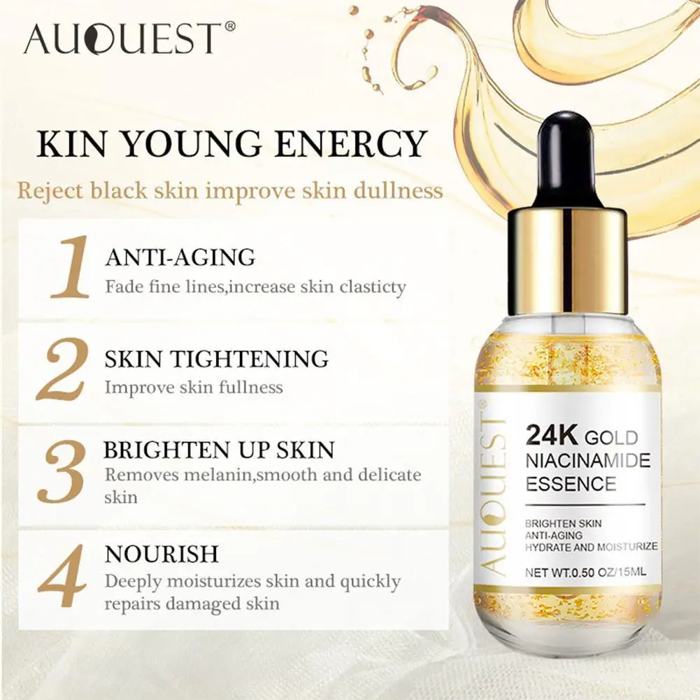 

24k Gold Face Serum Nicotinamide Serum Moisturizer Wrinkle Anti Acne Whitening Anti Aging Cream Art Day Essence Creams K4B8