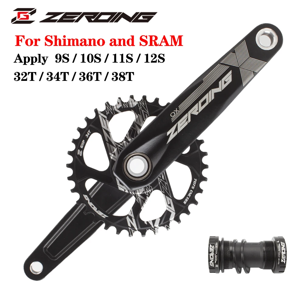 

ZEROING XO коленчатые рычаги для велосипеда GXP 3 мм 6 мм 32T 34T 36T 38T детали для велосипеда ссветильник кие коленчатые комбинации из алюминиевого спл...