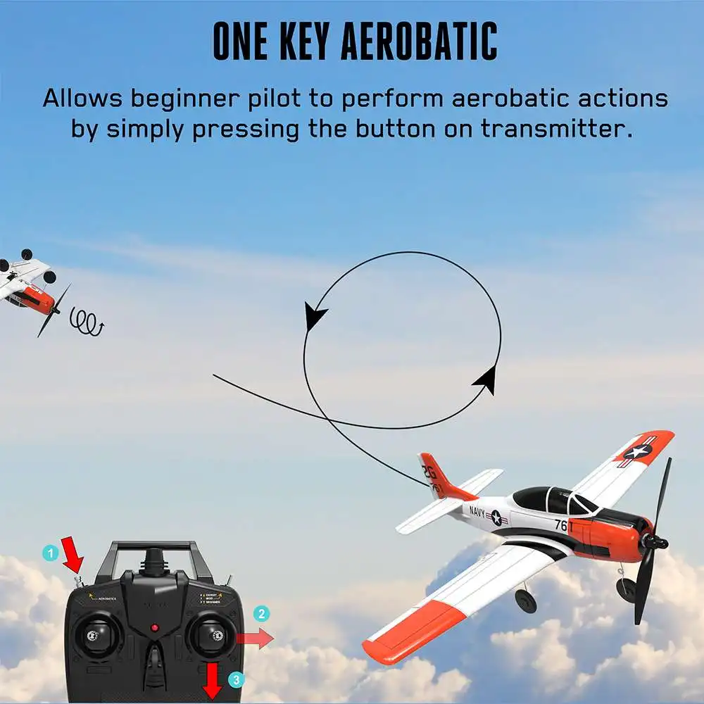 Eachine Mini T-28 RC Airplane Trojan EPP 400mm Wingspan 2.4G 6-Axis Gyro Trainer Fixed Wing RTF One Key Return for Beginner | Игрушки и