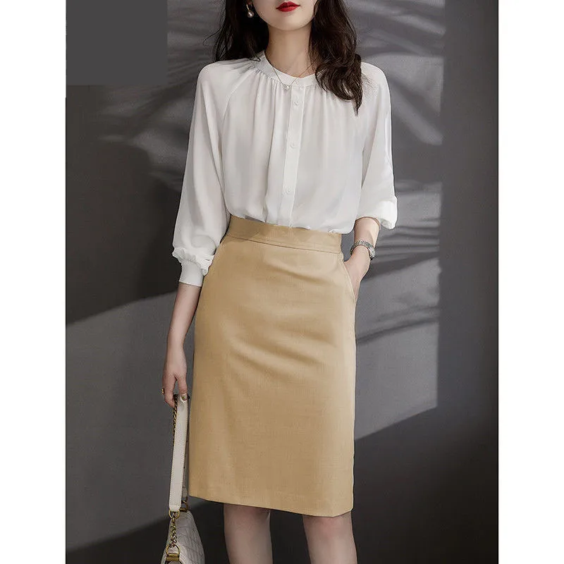 Летние шелковые миди-юбки для женщин корейский английский стиль атласные