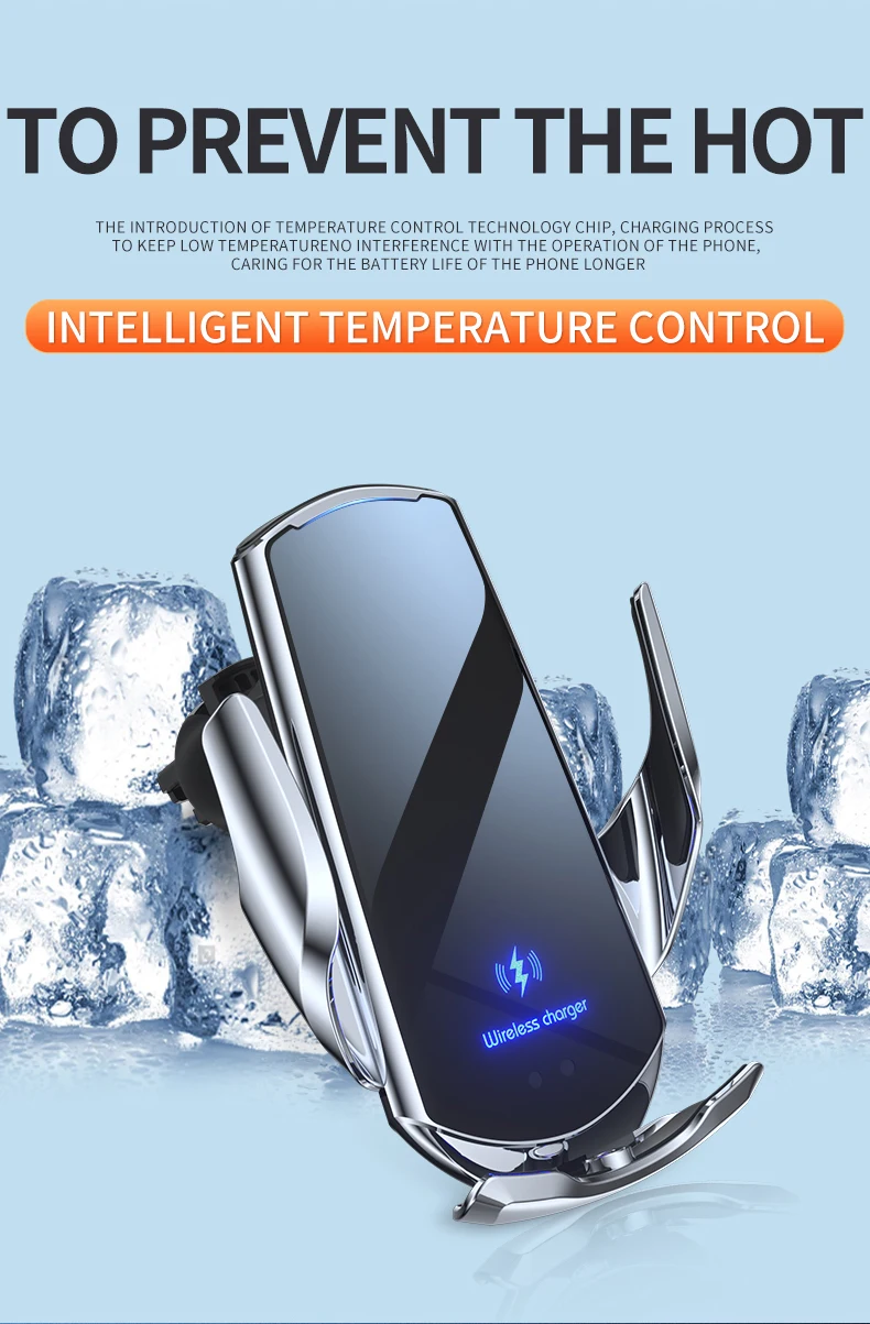 

Беспроводное зарядное устройство 15 Вт Qi быстрая Беспроводная зарядка автоматический зажим Автомобильный держатель для телефона для iPhone12 8 ...