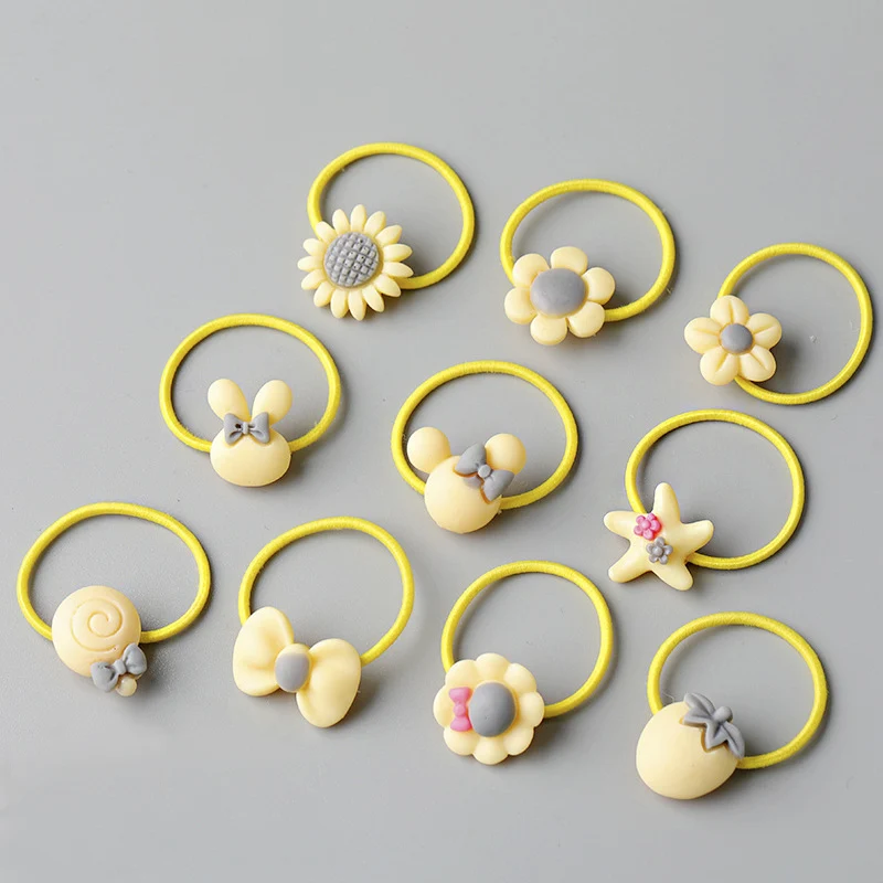 10pcs-2 10/20 корень детский головной убор кольцо для волос Корейская версия украшение для волос с героями мультфильмов девушка резинка милые аксессуары для волос - Цвет: 10pcs-2
