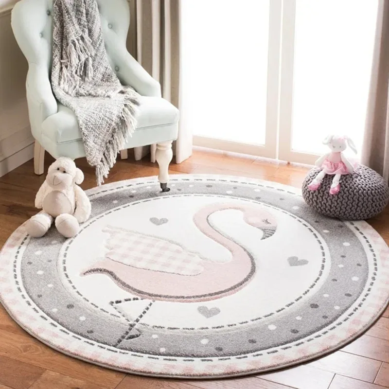 Cartoon Animal Round Rug Living Room Carpet Children Bedroom Bedside Mat Hanging Basket Computer Chair Baby Crawling | Дом и сад