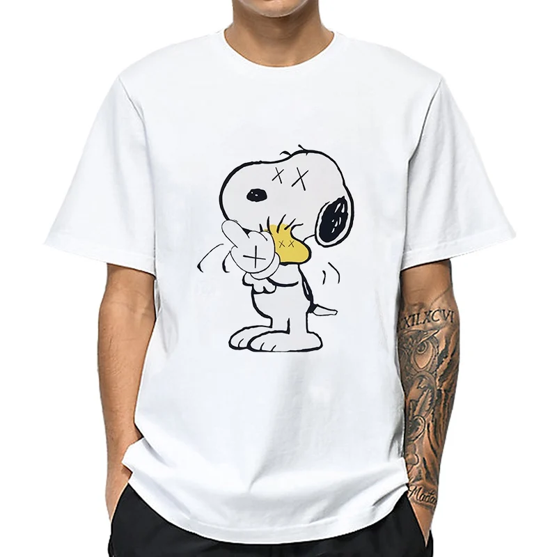 Новинка 2019! Летняя мужская футболка с милым Snoopy принтом хлопковая Мужская