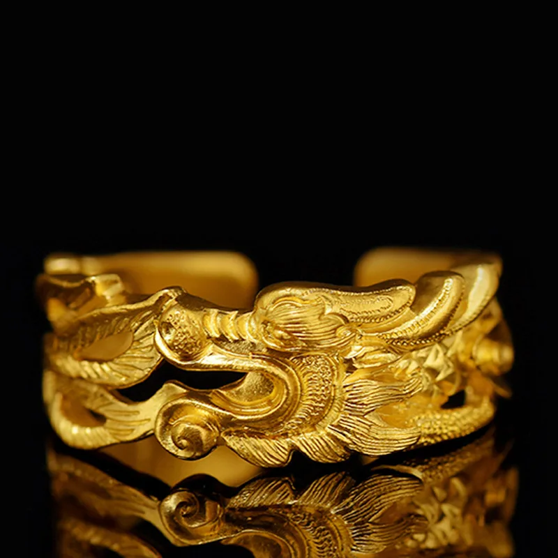 

China Myth Dragon Adjustable Rings for Women Men Gold Color Dragon Finger Ring Unisex Jewelry Engagement Wedding Ring Gifts