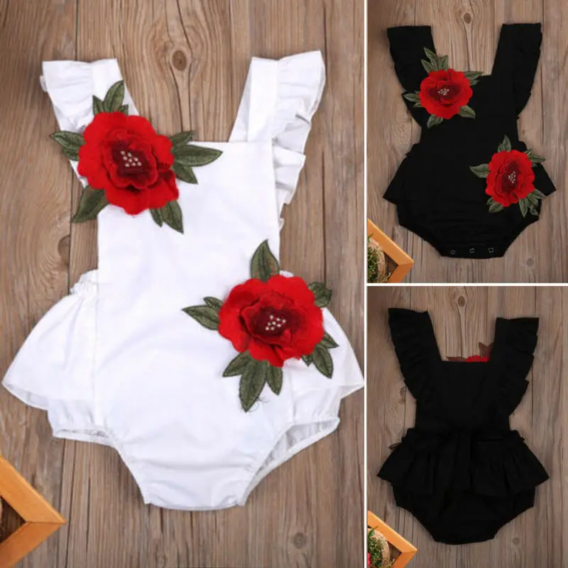 

Toddler Infant Baby Girls Sweet 3D Embroidery Flower Jumpsuit Sleeveless Sunsuit Outfits Clothes Playsuit