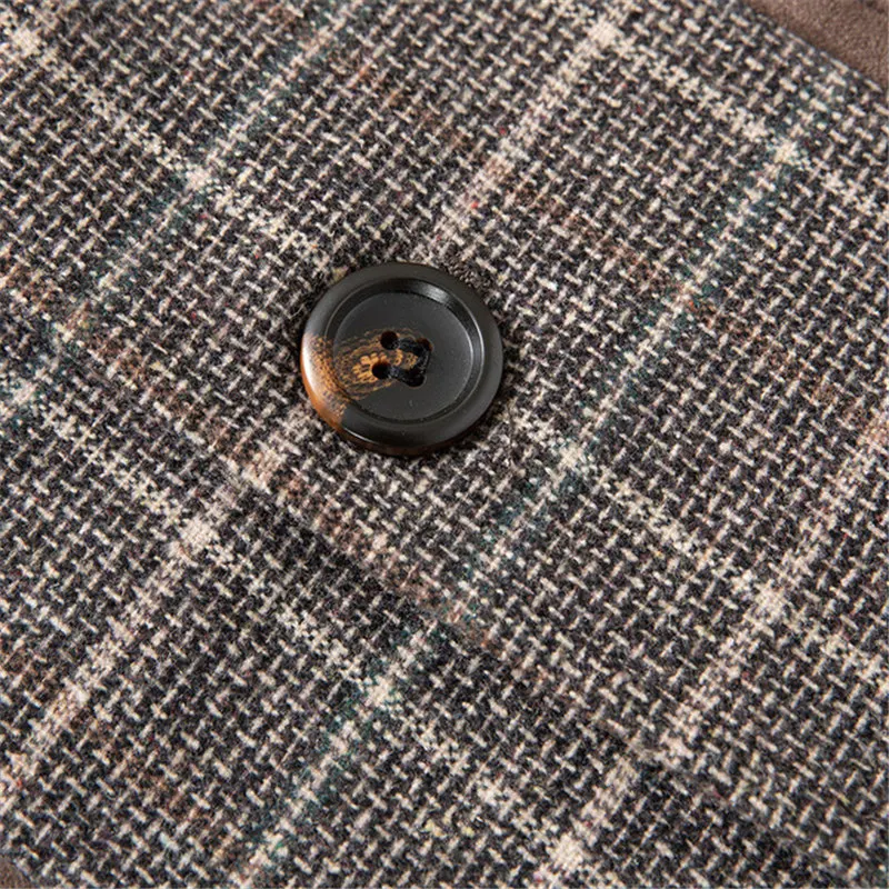 

New Brand Men Blazer Personality Wild Men's Suit Jacket High Quality Fashion Plaid Print Slim Fit Warm Blazer Coat Male