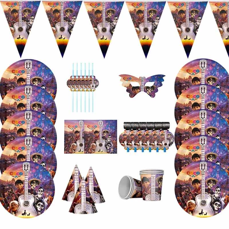 

Cartoon COCO Halloween Dream Travel Theme Foil Balloon Paper Cup Plate Tablecloth Straw Blowout Party Decoration Supply Balloon