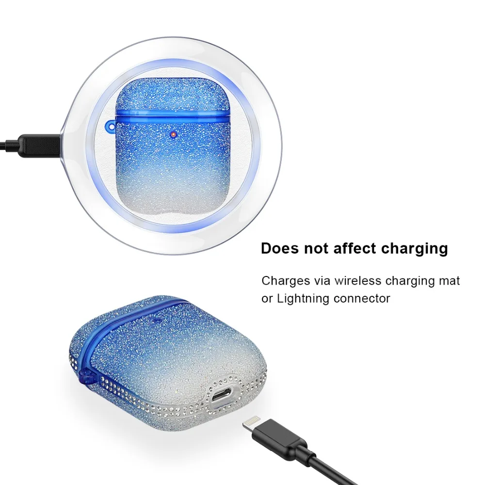 Роскошные блестящие Swarovski Алмазные беспроводные bluetooth наушники чехол для Apple AirPods 1 и 2 Чехлы для Airpods защитный чехол