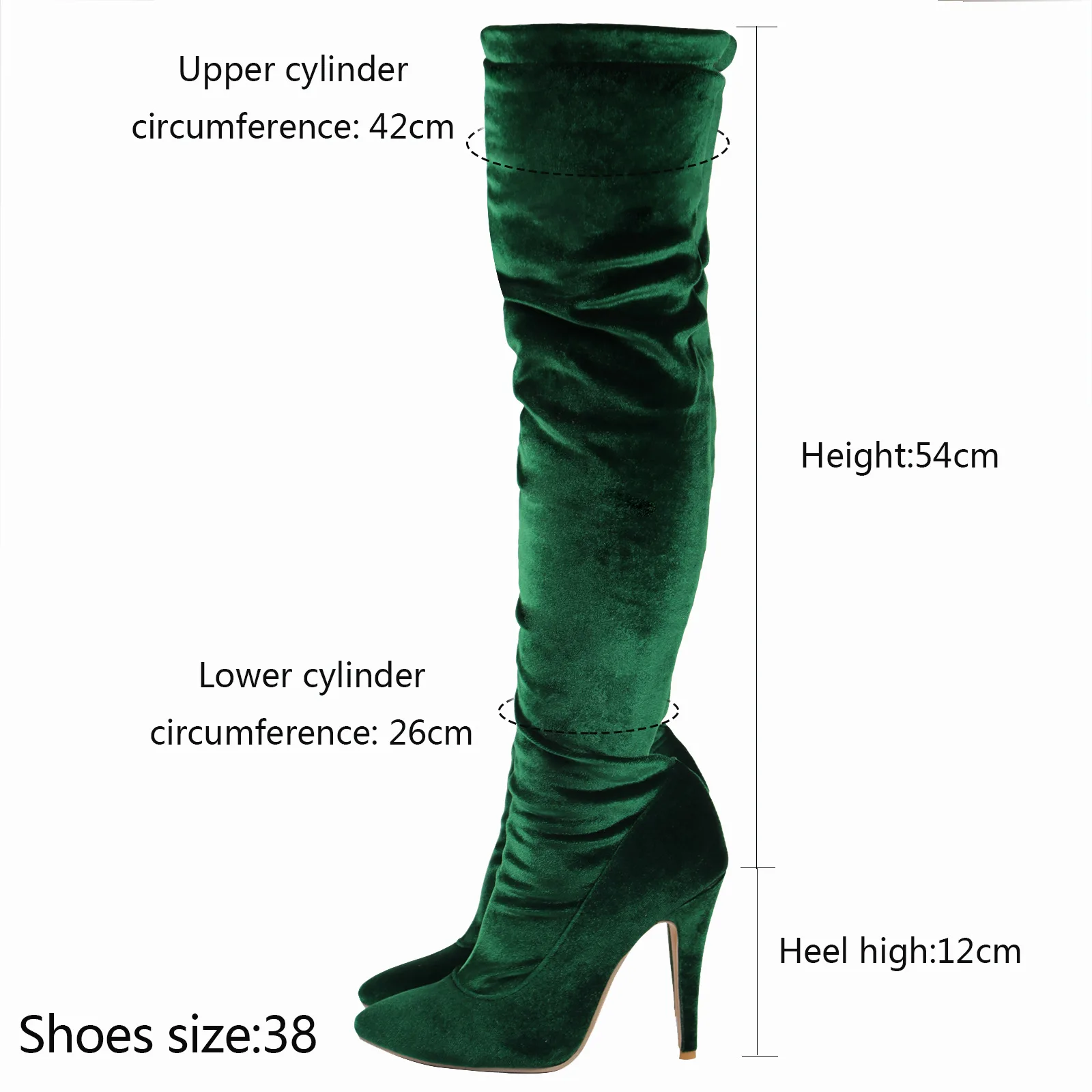 Women Pointed Toe Over The Knee Boots Women's Flock Thigh High Boots Winter Ladies Slim Super High Heels Female Shoes Big Size images - 6