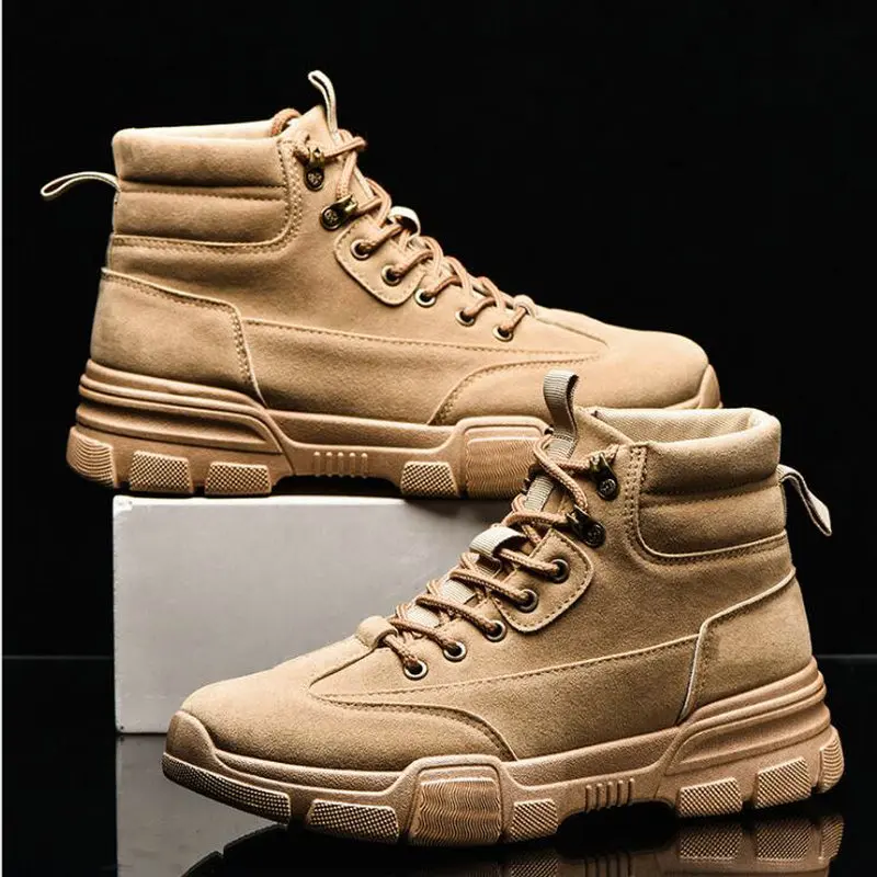 Men Desert Boots canvas ankle Boots Men Work Shoes Military Men Botas Vintage Black high top sneaker casual shoes A56-90