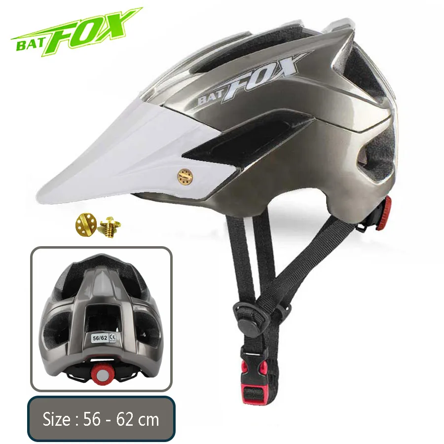 Titanium-White BATFOX MTB велосипедный шлем горная дорога велосипедный шлем Мужчины Женщины Оранжевый Велосипед Велоспорт безопасность Спорт на открытом воздухе большой козырек шлем casco - Цвет: Titanium-White