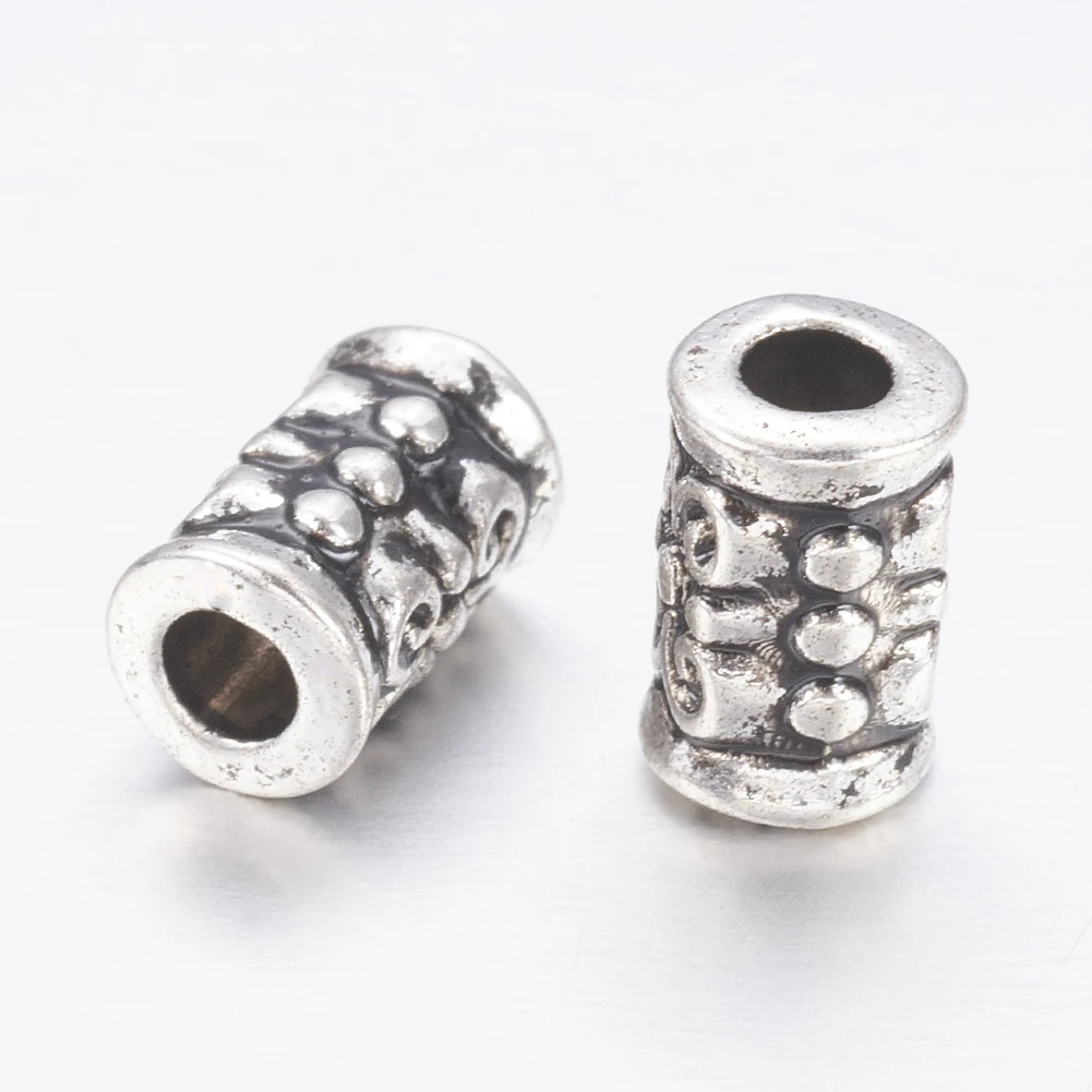 

50pcs 5*7.5mm Tibetan Antique Silver Alloy Tube Beads For Necklaces Bracelets Jewelry Making DIY Accessories, Hole: 2mm