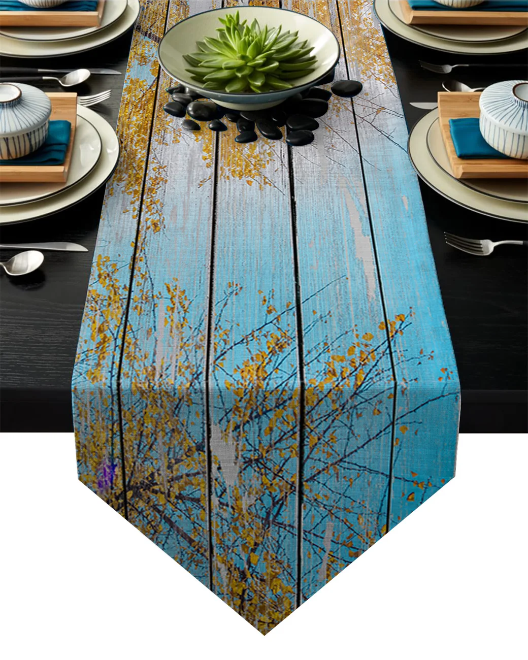 Table Runner Dresser Scarves Wood Tree Sky Autumn Kitchen Runners for Dinner Holiday Parties Wedding Events Home Decor | Дом и сад