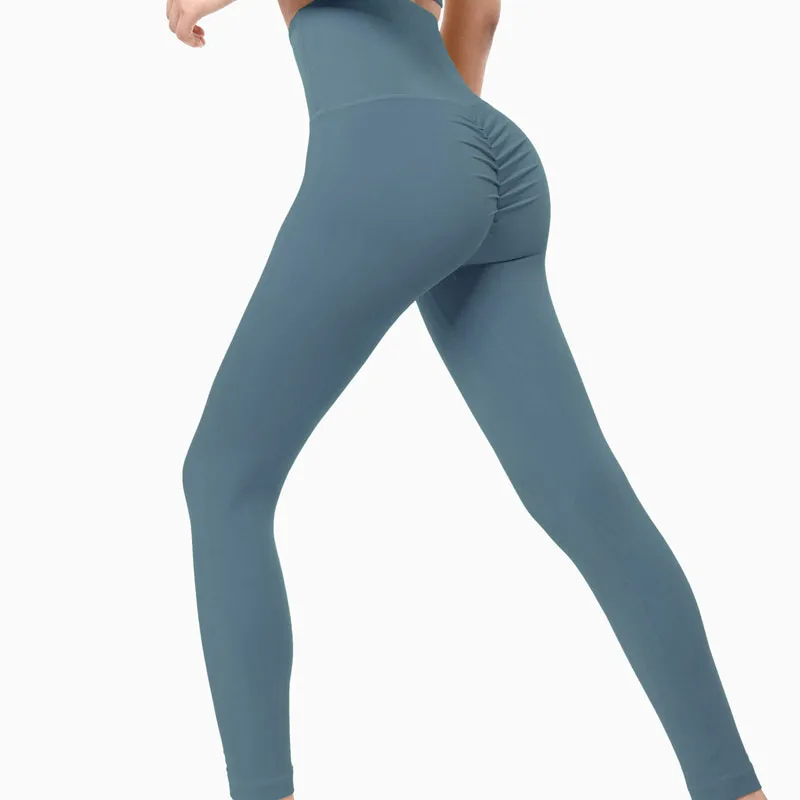 Персиковые брюки для фитнеса женские с эффектом пуш ап бега большие бедра йоги