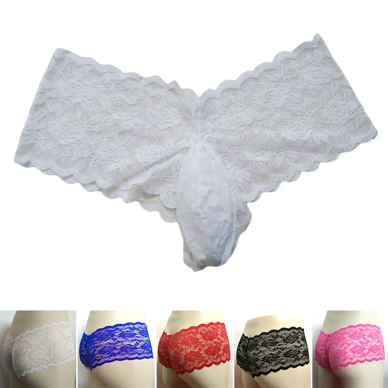 Грузовики нижнее белье домашняя одежда для мужчин Sissy прозрачные кружевные