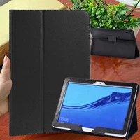 for huawei mediapad t5 10 10 1 pure black pu leather drop resistance and anti dust tablet back cover soft stand casestylus