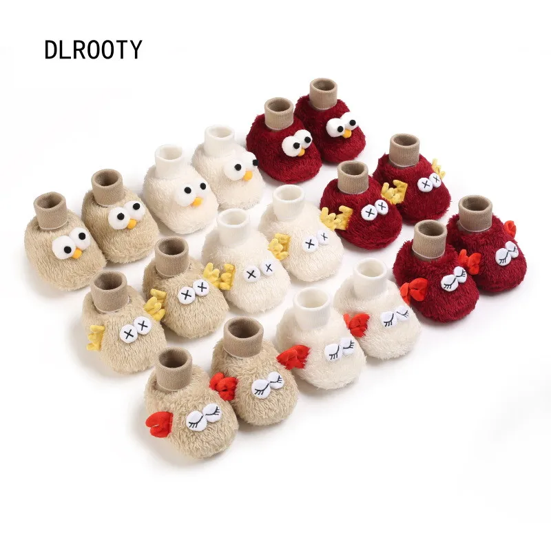 Newborn Baby Socks Shoes Boy Girl Cartoon Cute Toddler First Walkers Booties Cotton Winter Soft Anti-slip Warm Infant Crib Shoes