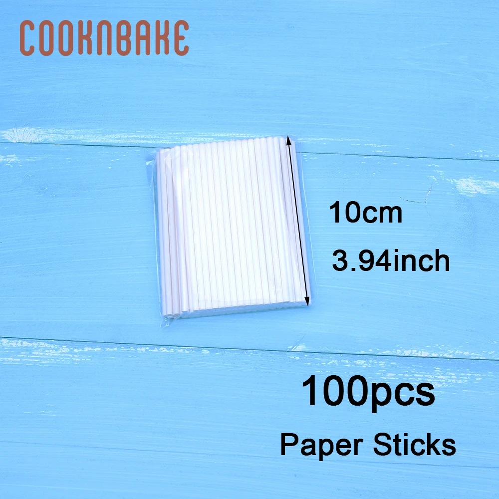 CDY-098-100 COOKNBAKE палочки для леденцов 100 шт. Бумажные палочки для конфет, шоколада, пластиковые палочки для леденцов 10 см для поп помадки, шоколадный ледяной сахар - Цвет: CDY-098-100