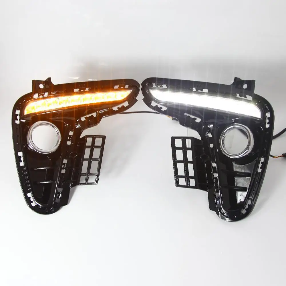 

For KIA K2 RIO 2017 2018 LED DRL Daytime Running Light Front Bumper Fog Lamp w/ Turn Signal