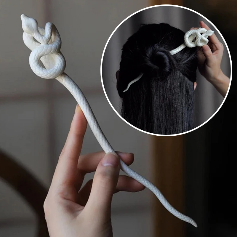 Женская заколка для волос черная или белая со змеиными волосами | Украшения и